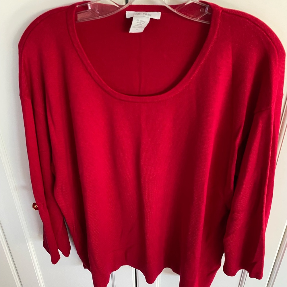 Joan Vass Cashmere and Silk Sweater, Red